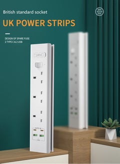 Buy 3.1a Power Strips 2 Independent Switch Power Strips USB Socket Type-C Fast Charging Power Strip Multifunctional Power Strips in Saudi Arabia