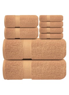 Buy COMFY 8 PIECE BEIGE COMBED COTTON HIGHLY ABSORBENT HOTEL QUALITY TOWEL SET in UAE