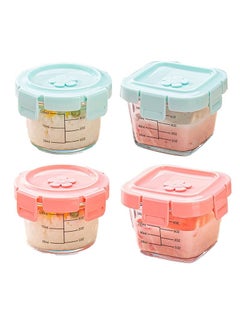 Buy Vermaney 4PCS Square-shaped Tot Baby Blocks Freezer Storage Containers, Sealed Glass Food storage box, Baby Food Storage Box, Microwave Oven Oven Available in Saudi Arabia