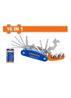 اشتري Wadfow Multi-Function Tool 16 in 1 (WHK4516) Folding Tool Set with Screwdrivers and Wrenches في الامارات