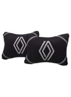 اشتري Set Of 2 Fabric Comfortable Neck Pillow With Reflected Renault Car Logo - Black White في مصر
