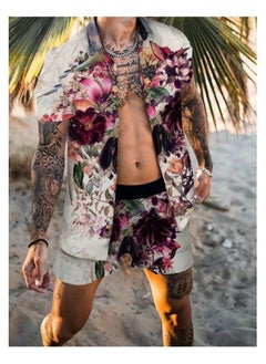 Buy Men's Shirt Casual Loose Shorts Beach Suit in Saudi Arabia