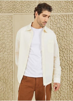 اشتري Oversized Textured Shirt with Adjustable Drawcord Hem في السعودية