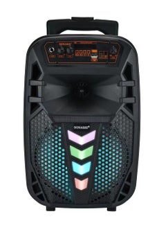 Buy 8-Inch Rechargeable Trolley Woofer Speaker System With Bluetooth Function Fm Stereo Radio Function - Colorful Led Disco Light Accessories: Remote, Wireless Microphone Party Speaker in UAE