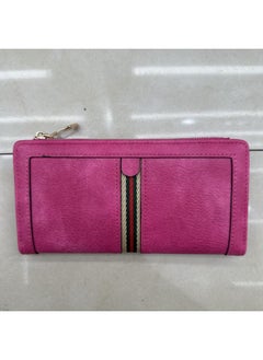 Buy Simple Stitching Solid Color High Sense Long Side Pull Two Fold Pu Women's Hand Wallet in Saudi Arabia