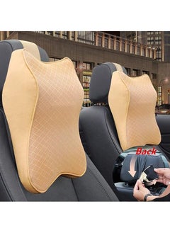 Buy 2PCS Car Seat Headrest Neck Rest Cushion, Car Neck Pillow Durable 100% Pure Memory Foam Neck Pillow with Breathable Removable Cover, Comfortable Ergonomic & Neck Pain Relief (Beige) in Saudi Arabia