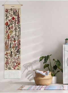 Buy Vintage Flower Tapestry 52 x 13in, Long Tapestry Vertical Wall Hanging Reference Illustrative Botanical Tassel Tapestry in Saudi Arabia