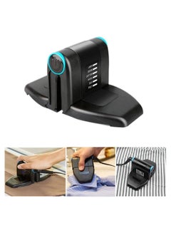 اشتري Mini Portable Folding Electric Iron, Double Wings Clothes Iron with 6 Heat Settings for Home, Travel and Business - Black في مصر