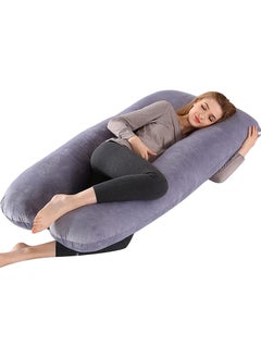 اشتري Maternity Pillow, U Shape Maternity Full Body Pillow With Zipper Removable Cover, Maternity Back, Hip, Leg, Belly Support (Grey Crystal Velvet) في الامارات