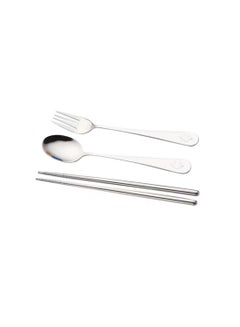 Buy 3-Piece Porcelain Tableware Fork Spoon Chopsticks Set in Saudi Arabia