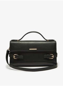 Buy Women Solid Satchel Bag with Buckle Accent and Detachable Strap in Saudi Arabia