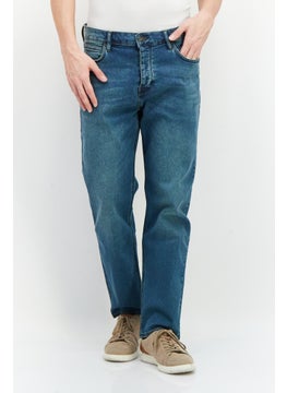 Buy Men Regular Fit Mid Waist Stretchable Denim, Blue in UAE