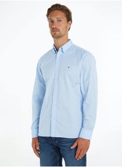 Buy Men's Th Flex Regular Fit Shirt -  Pure cotton poplin, Blue in Saudi Arabia