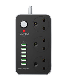 Buy Ldnio Electrical Socket Fire Resistant With 3 Sockets And 6 USB Ports 5 Meter in Saudi Arabia