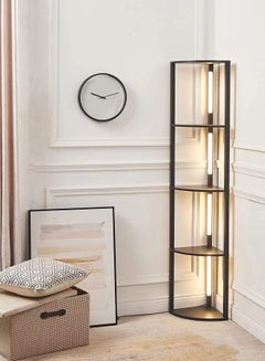 Buy Nordic Modern Solid Wood Corner Display Shelf Floor Lamp Tricolor Dimmable LED Cabinets Standing Lamp With Shelves For Living Room Bedroom Corner Shelf With LED Light in Saudi Arabia