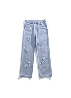 اشتري Mens Casual Retro Baggy Jeans Spring Light blue في السعودية