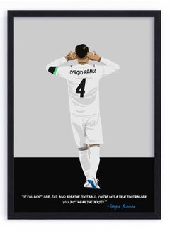 اشتري Sergio Ramos Real Madrid Framed Poster 50x40cm - Football Memorabilia, Wall Art, Soccer Collectible, Gift for Fans في الامارات