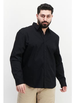 Buy Men Regular Fit Solid Long Sleeve Casual Shirts, Black in UAE