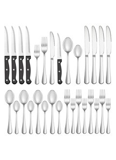 Buy 24 Piece Stainless Steel Cutlery Set, Home Kitchen Cutlery Set, Includes Fork Spoon Steak Knife Set, Silver in Saudi Arabia