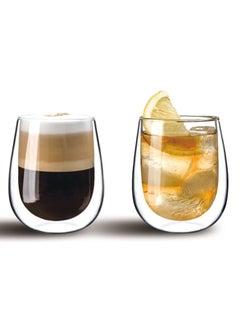 Buy CuisineArt 350ml Set of Two Double Walled Borosilicate Coffee Glass for Hot and Cold Drinks in UAE