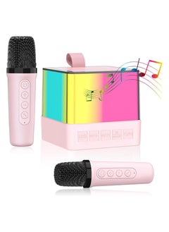 Buy Pink Karaoke Machine, 2 Karaoke Microphones, Karaoke Machine for Kids and Adults, with Led Ambience Light, Suitable for Home, Birthday Party, Church, Outdoor/Indoor Events, Support Bluetooth/TF/AUX in Saudi Arabia