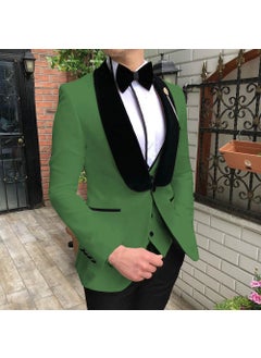 اشتري Plus Size Mens Suit Slim Fit Groomsmen Tuxedo Dark green في السعودية