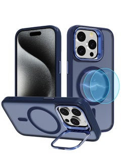 Buy Case for iPhone 16 Pro Max 6.9-Inch with Stand, Compatible with MagSafe, Military-Grade Drop Protection N52 Magnetic Phone Case, Matte Translucent Slim Case Skin-Friendly Touch, Blue in Saudi Arabia