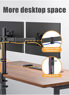 Buy Monitor Mount Stand - Dual Monitor Arm for Desk Fully Adjustable Arms Hold 2 Screens up to 27 inches in Saudi Arabia