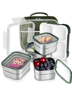 Buy Stainless steel lunch box for adults and kids-insulated bento box for school and office multifunctional-containers lunch box with 4 compartments(green 1060ml in UAE