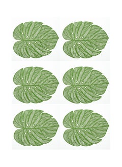 Buy Green Leaf Shaped Vinyl Placemats for Dinner Table Set of 6 Metallic Plastic Place Mats Wipeable Mats for Wedding Annersary Dinner Decoration in UAE