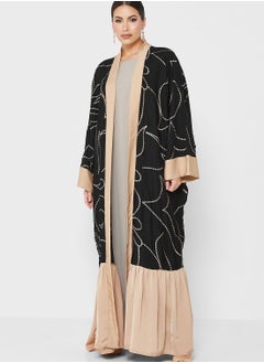 Buy Color Block Cape Sleeve Abaya in UAE