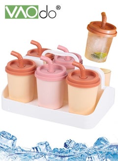 Buy 6PCS Popsicle Molds Easy Release Ice Cream Molds Reusable BPA Free Ice Pop Maker With Storage Rack with Handle in UAE