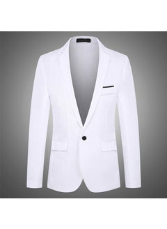 اشتري Mens Suit Jacket Business Casual Professional Formal Suit Flip Slim Wedding Dress One Piece Suit Jacket for MenWhite White في الامارات