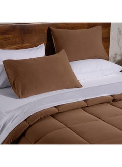 Buy Down Alternative 3-Piece Reversible Comforter Set 220X240Cm - Beige And Brown in UAE