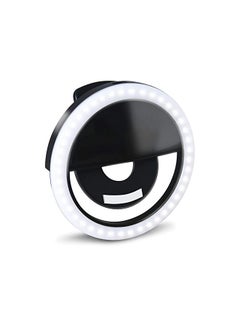 Buy Selfie Ring Light - Small Clip On Dimmable Led Ring Lights Video Cell Phone Light Ring For Iphone, Android, Ipad, Laptop Computer, Webcam/Zoom, Live Streaming/Youtube Video/Tiktok - Black in Saudi Arabia
