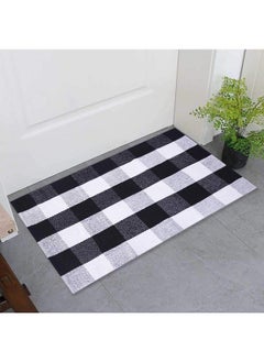 اشتري Buffalo Plaid Rug Indoor Outdoor Buffalo Check Rug Farmhouse Rugs For Doorway Kitchen Bathroom Front Porch Decor Layered Welcome Plaid Rug Doormats (24" X35"Black And White) في السعودية