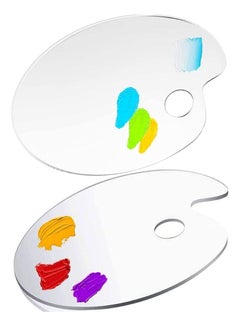 Buy Acrylic Paint Palettes Oval Shaped Non stick Oil and water Transparent Clear Acrylic Artist Paint Plate with thumb hole Washable and Reusable paint palett kids drawing tools 2 shapes Pack 8.2''X12.5'' in UAE