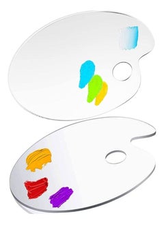 اشتري Acrylic Paint Palettes Oval Shaped Non stick Oil and water Transparent Clear Acrylic Artist Paint Plate with thumb hole Washable and Reusable paint palett kids drawing tools 2 shapes Pack 8.2''X12.5'' في الامارات