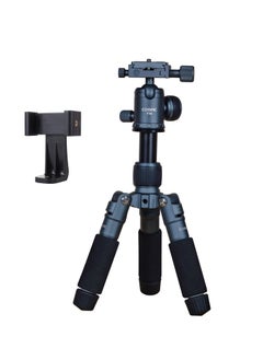 Buy T10 Heavy Duty Aluminum Camera Mount Portable Tripod Stand with Mobile Holder Non Skid Feet and Pan Bar Included Compatible with iPhone, Android Phone, DSLR for YouTube Video in UAE