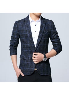 اشتري 1 x 5 pcs Mens Slim Fit Blazer Casual Korean Suit Jacket 603 Blue في السعودية