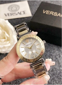 Buy Versace women's cubic zirconia classic fashion versatile quartz watch paired with stainless steel strap 32mm gift in UAE