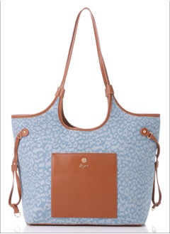 Buy Wild Animal Patterned Light Blue Denim Shoulder Bag in Egypt