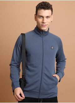 Buy Textured Badge Detail Full Zip Sweatshirt in Saudi Arabia