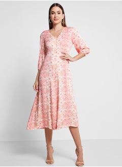 Buy Printed Button Detail Dress in UAE