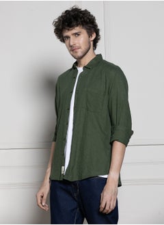 Buy Button-Down Collar Long Sleeves Casual Shirt in UAE