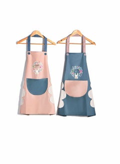 Buy Kitchen Apron, Waterproof Aprons For Women Men, 2Pcs Adjustable with Convenient Pocket Durable Kitchen Cooking Apron, Perfect for Home Restaurant Craft BBQ Coffee House, Oil Proof, Cleaning, Gardening in Saudi Arabia