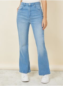 Buy High Rise Light Wash Fit and Flare Jeans in Saudi Arabia