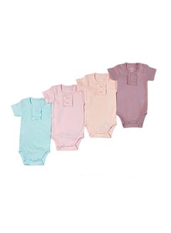 Buy Baby Short Sleeves Bodysuit Onesie Set (Pack of 4) multi-colours in UAE