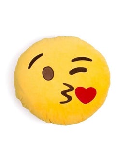 Buy Emoji Design Cushion Yellow/Red 32x32x10cm in UAE