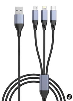 اشتري "3-in-1 USB Phone Charger Cable – 5A Fast Charging Braided Nylon Cord" في الامارات